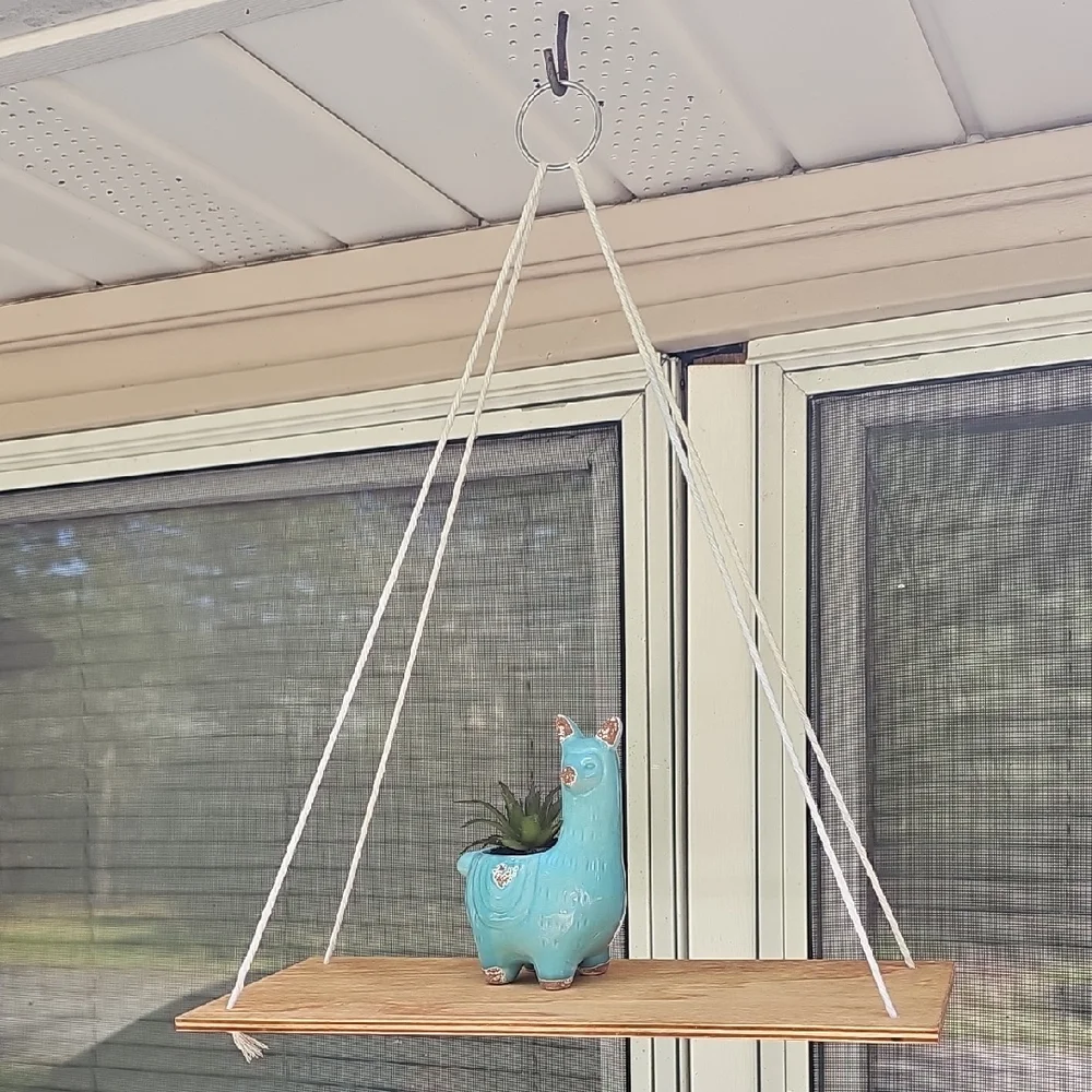 Blue Ceramic Llama Hanging Planter